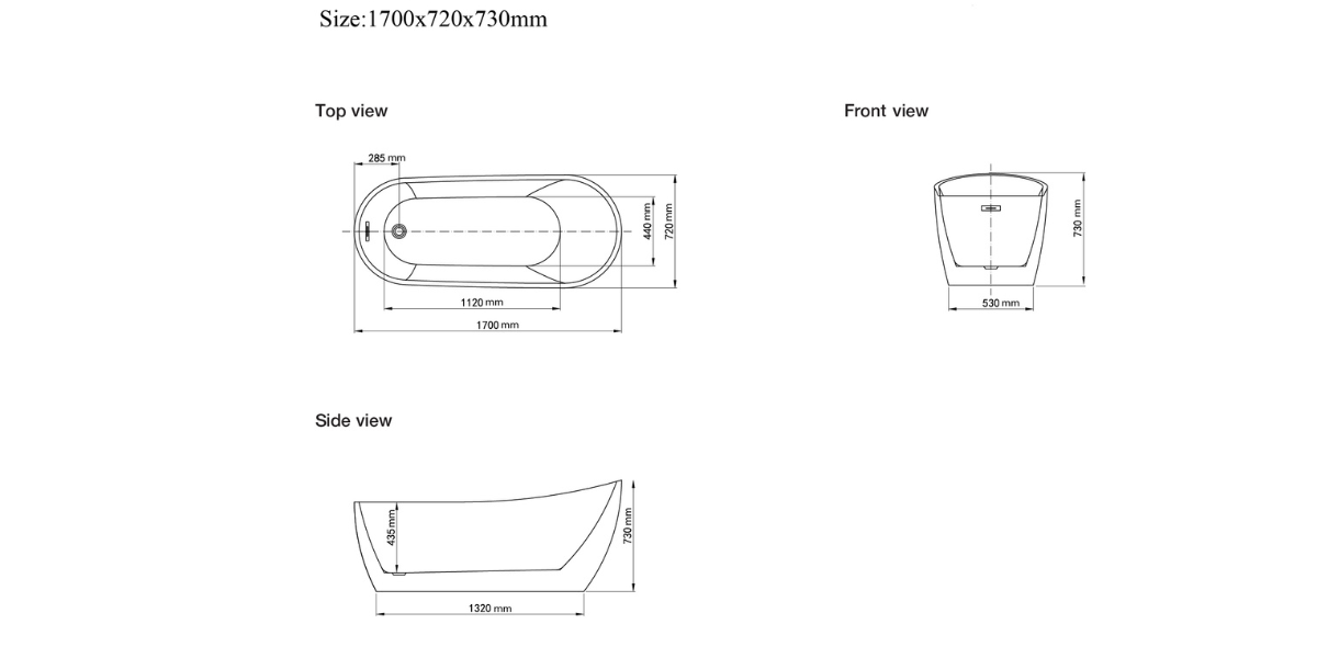 Thông số kỹ thuật của Bồn tắm độc lập MOWOEN MW8225-170