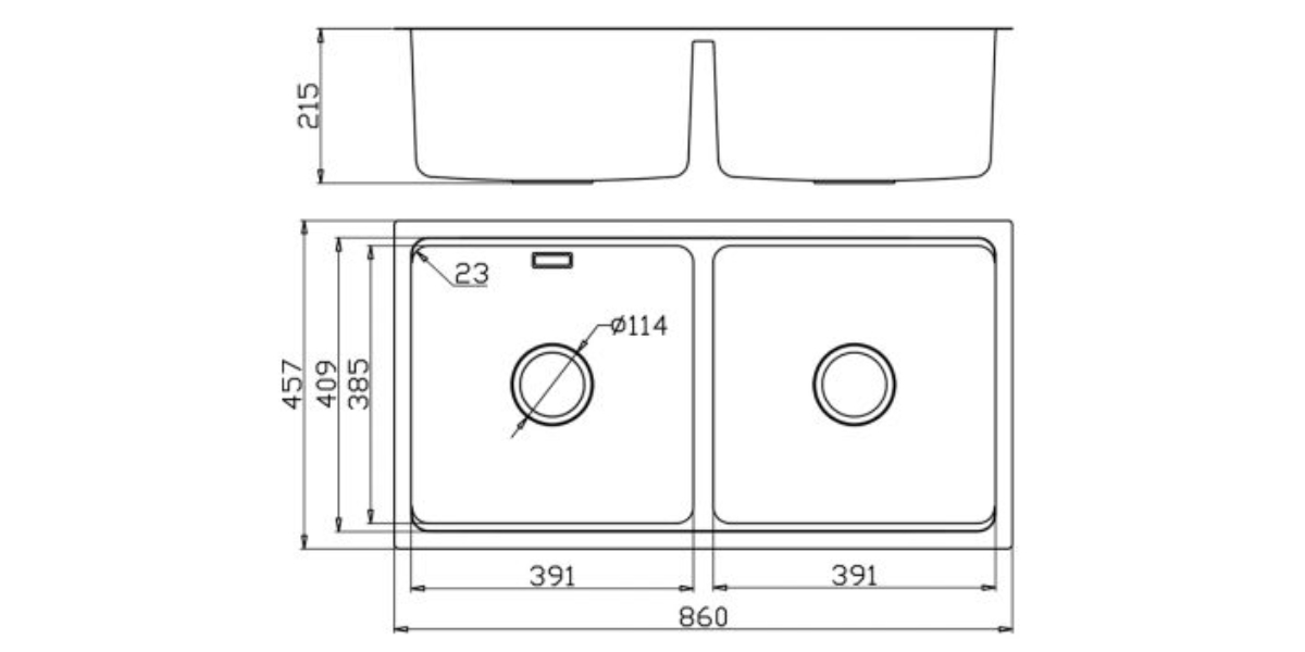 Kích thước chậu KN8646DU Dekor