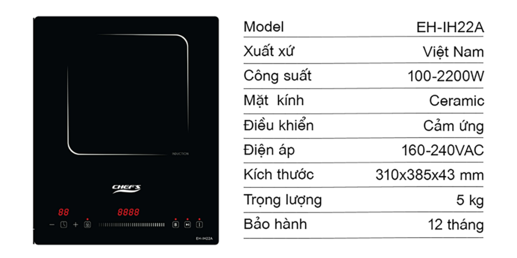 bếp từ đơn Chefs EH-IH22A