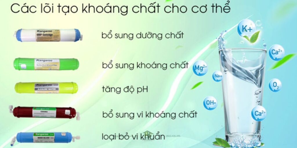 Lõi lọc Kangaroo còn cung cấp thêm các khoáng chất cần thiết cho cơ thể 