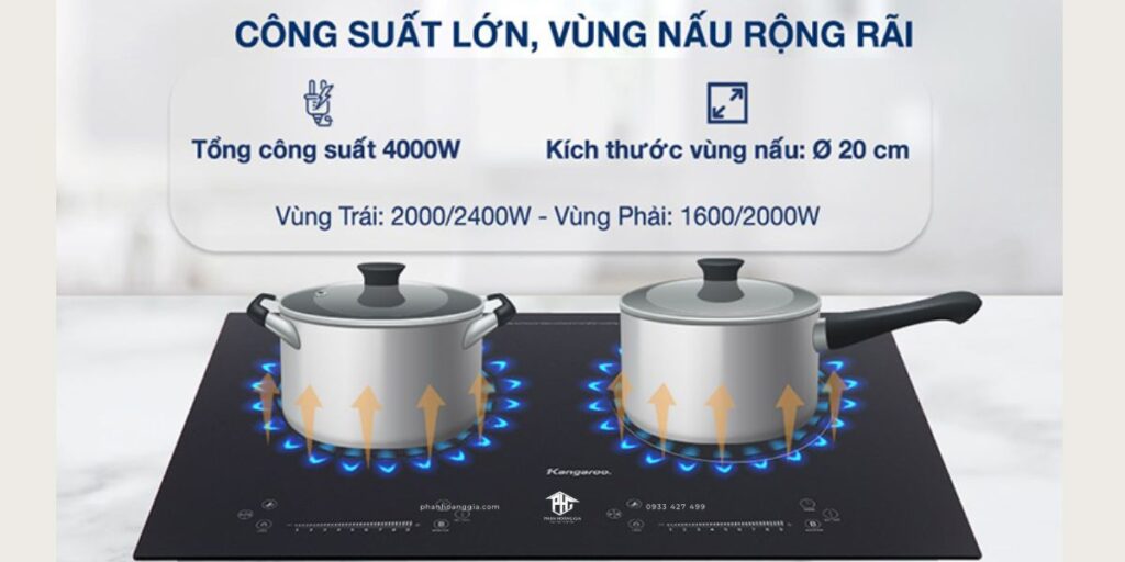 Bếp từ Kangaroo có công suất lớn, nấu nhanh