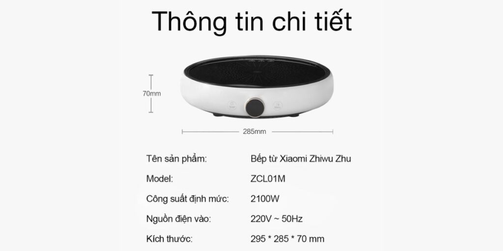 bếp từ Xiaomi có kích thước nhỏ gọn