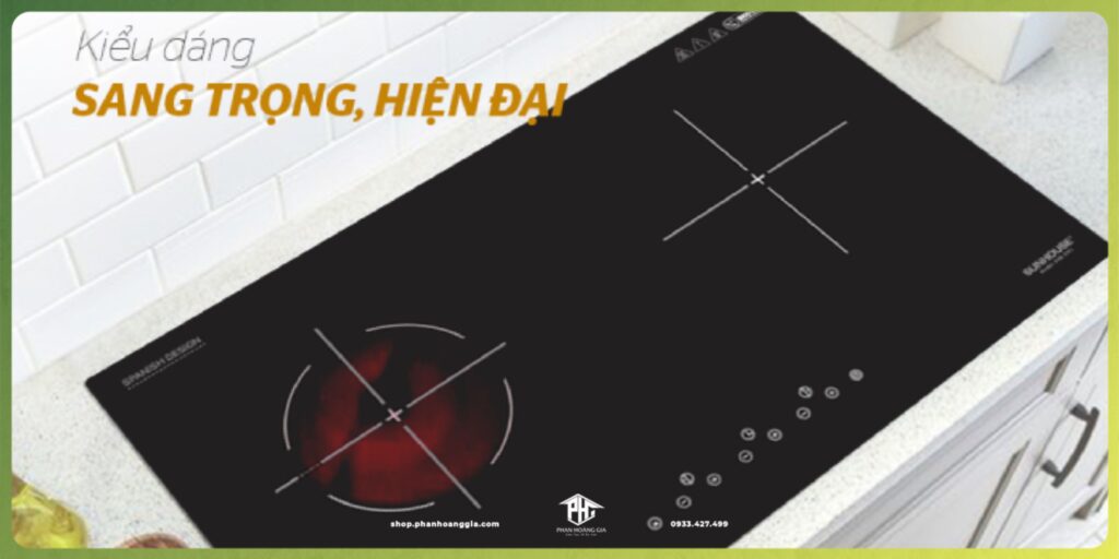 Bếp hồng ngoại đôi thiết kế lắp âm hiện đại